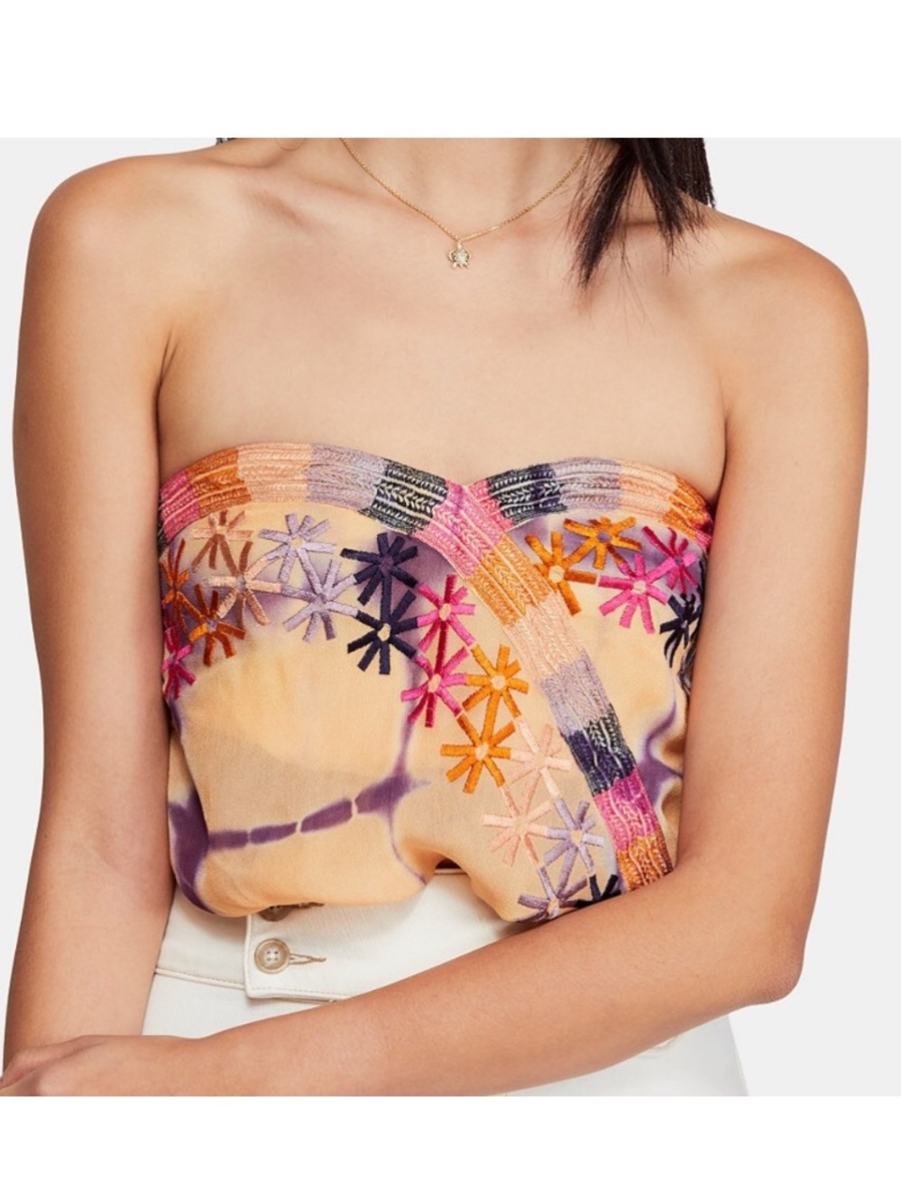 Free People Feel Your Heartbeat Strapless Crop Top